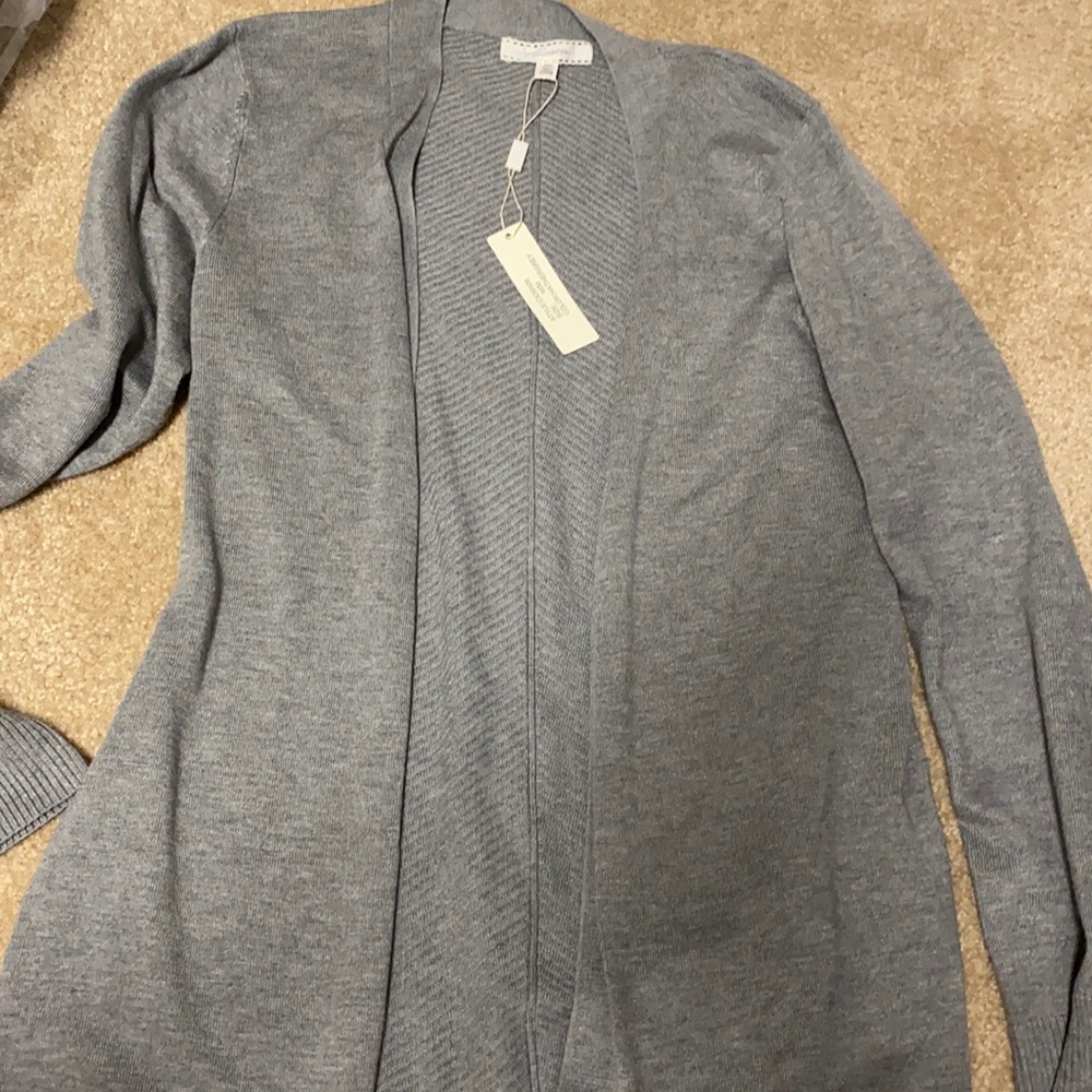 Gray cardigan sweater